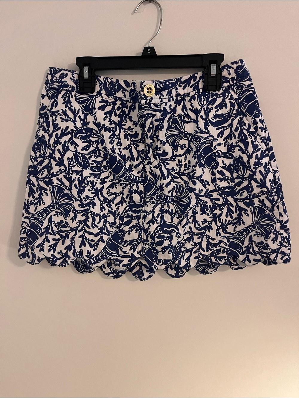 Lily Pulitzer Navy and White Scallop Hem Printed Mini Skort